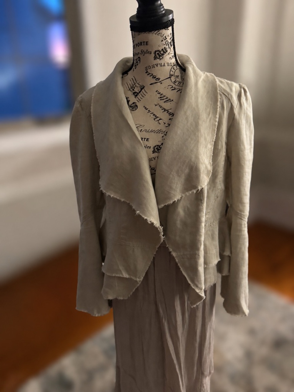 INC International Concepts Cream Draped Open-Front Blazer - Picture 3 of 3